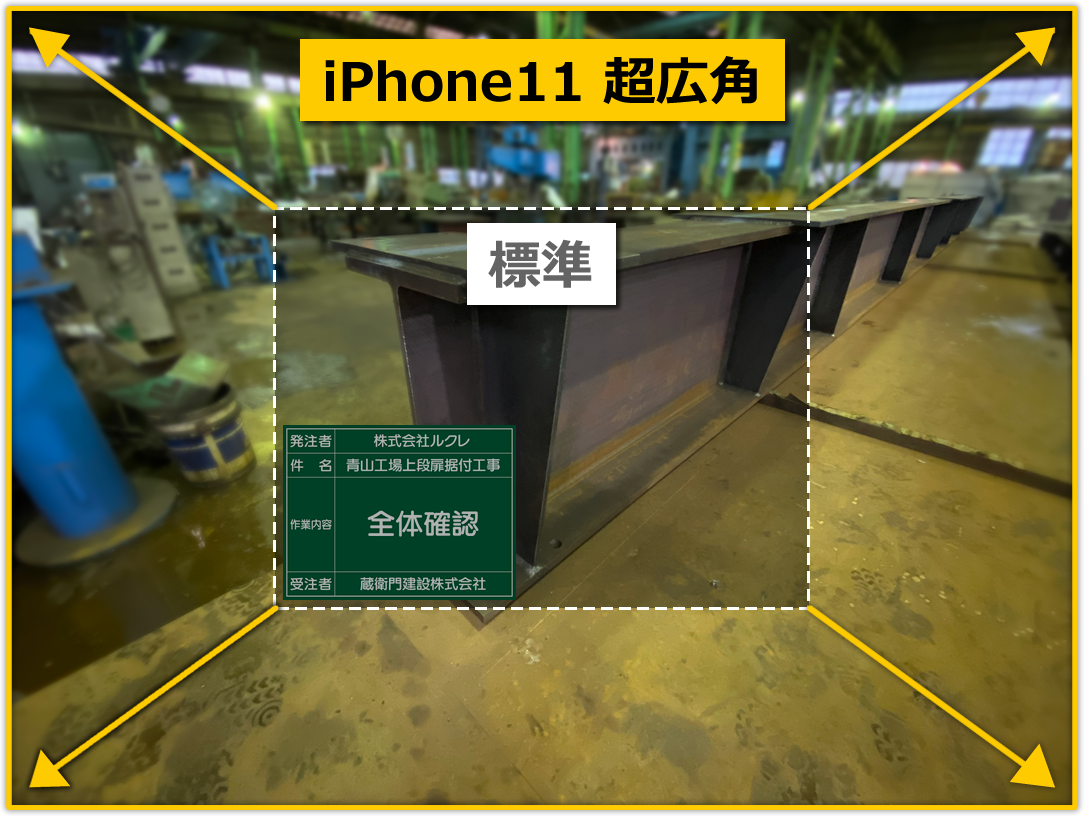 工事写真の撮影範囲が従来の4倍に！ 電子小黒板アプリ 「蔵衛門工事黒板」 がiPhone11“超広角レンズ”に対応 「蔵衛門御用達」が無料になるキャンペーンも実施中  - 株式会社ルクレ